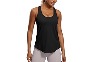 CRZ YOGA Pima Cotton Racerback Tank Tops for Women - Workout Athletic Casual Soft Scoop Neck Sleeveless Shirts