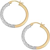 Kooljewelry 10k Two-tone Gold 3x20 mm Round Hoop Earrings