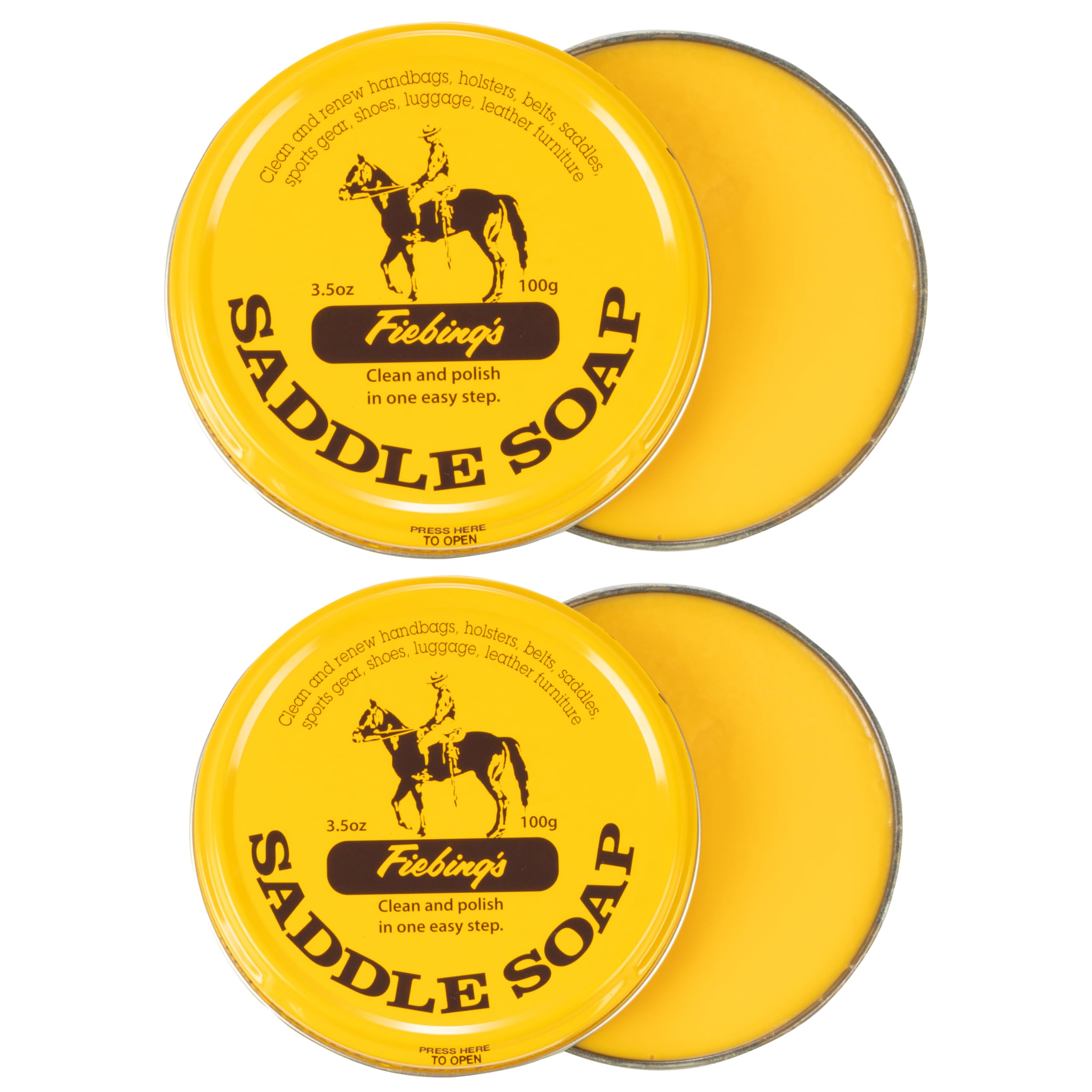 Photo 1 of Fiebing's Yellow Saddle Soap for Leather (2 Pack, 3.5 oz Each) - Leather Cleaner & Conditioner to Soften, Protect & Restore Leathercraft - Leather Soap for Car Seat, Couch, Shoe, Purse, Boot, Bag