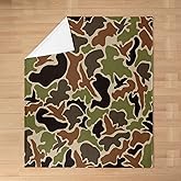 Feelyou Duck Hunter Green Camouflage Hunting Plush Throw Blanket, Baby 30"x40" Kids Black Brown Flannel Fleece Blanket for Sofa Couch Boys Teens Camo Army All Season,Bed Blanket Wild Room Decor