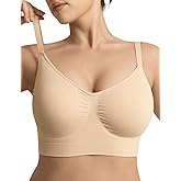 GEWIMO Bralettes for Women with Support Comfortable Bras No Underwire Seamless Everyday Bras Nude