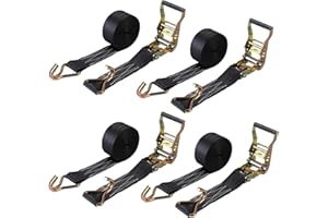 MNMAJE 4PACK Ratchet Straps Heavy Duty, 8000 LBS Break Strength Ratchet Strap Tie Down, 2” x 20ft Black Tie-Down Ratcheting Cargo Truck Straps with Durable Double J Hook for for Truck