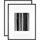 MCS Master & Co. Foundry Metal 14x18 Matted Picture Frame with 8x10 Photo Display, Black Vertical & Horizontal Wall Hanging Frame for Photos & Artwork (2-Pack)