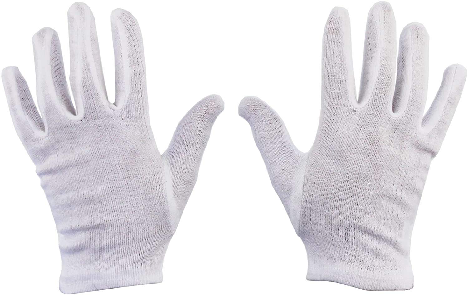 12 Pairs Size 9 100% Cotton White Gloves Health Music Canvas Beauty Work Liner