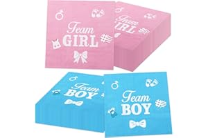 XJLANTTE 100Pcs Gender Reveal Napkins, 13 x 13 Inches Boy or Girl Baby Shower Napkins, Team Boy or Girl Napkins, Blue Pink Party Napkins for Girl Boy Baby Shower Gender Reveal Party Supplies