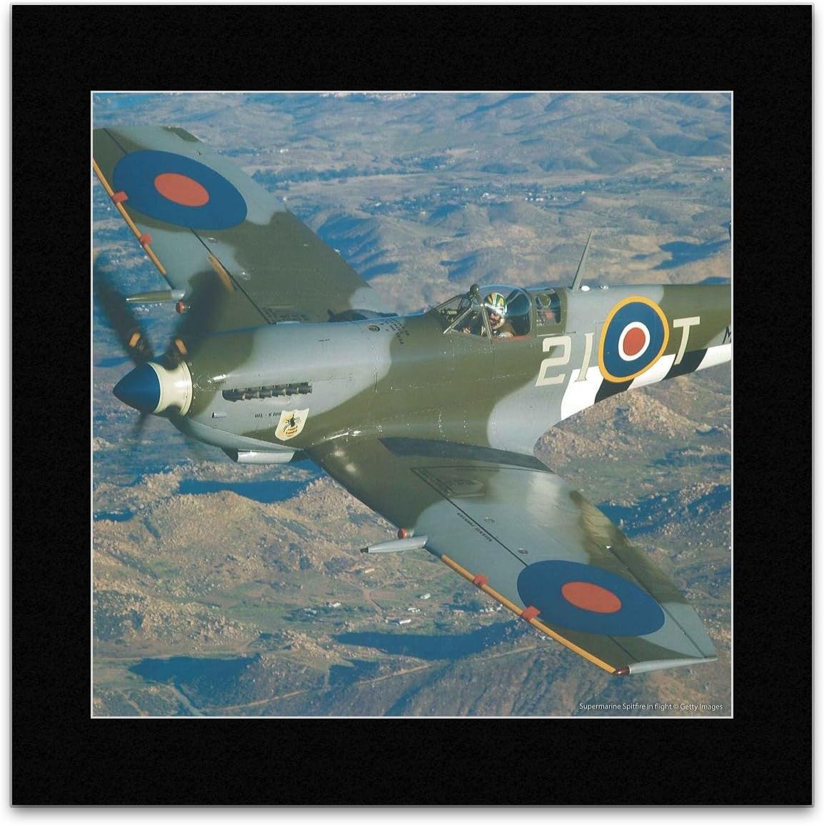 War Birds - Supermarine Spitfire in Flight Mini Poster - 40x40cm