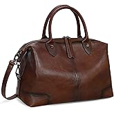 HESHE Genuine Leather Satchel Tote Bag for Women Leather Purse Large Capacity Top Handle Handbag Vintage Doctor Bag