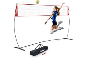 PATIASSY 14FT Portable Volleyball Net for Backyard & Outdoor - Height Adjustable Freestanding Training Net with Carry Bag, Practice Equipment for Hitting Serving Drills Indoor Outdoor