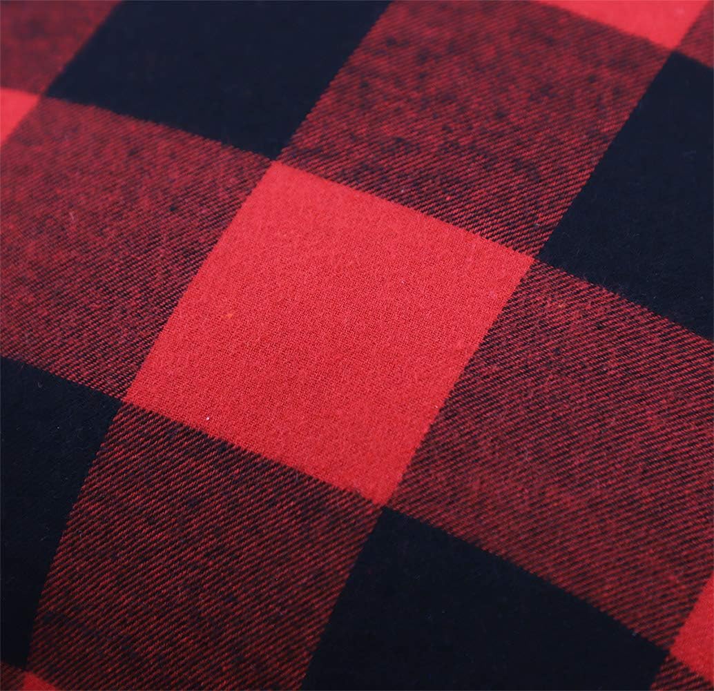 4TH Emotion Set of 2 Christmas Buffalo Check Plaid Throw Pillow Covers Cushion Case Cotton Polyester for Farmhouse Home Decor Red and Black, 18 x 18 Inches: Home & Kitchen