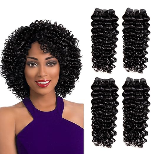 Amazon Com Sleek 4 Bundles Of Short Jerry Curl Weave Human Hair