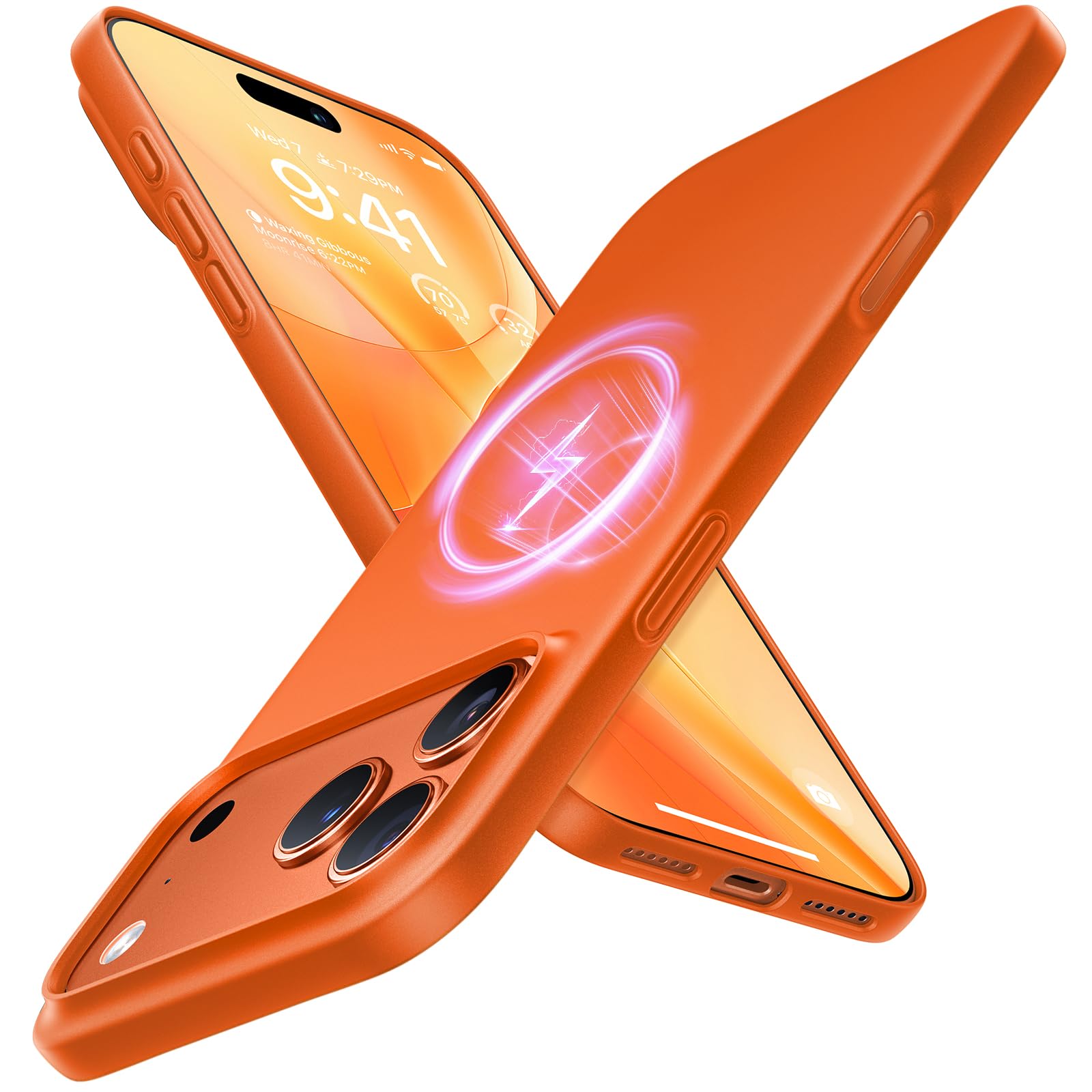 Photo 1 of TORRAS Magnetic Slim Fit for iPhone 17 Pro Case 6.3 inch, Ultra-Thin, Compatible with MagSafe, Lightweight Matte Anti-Scratch Hard PC Cover Phone Case for iPhone 17 Pro OriginFit, Cosmic Orange