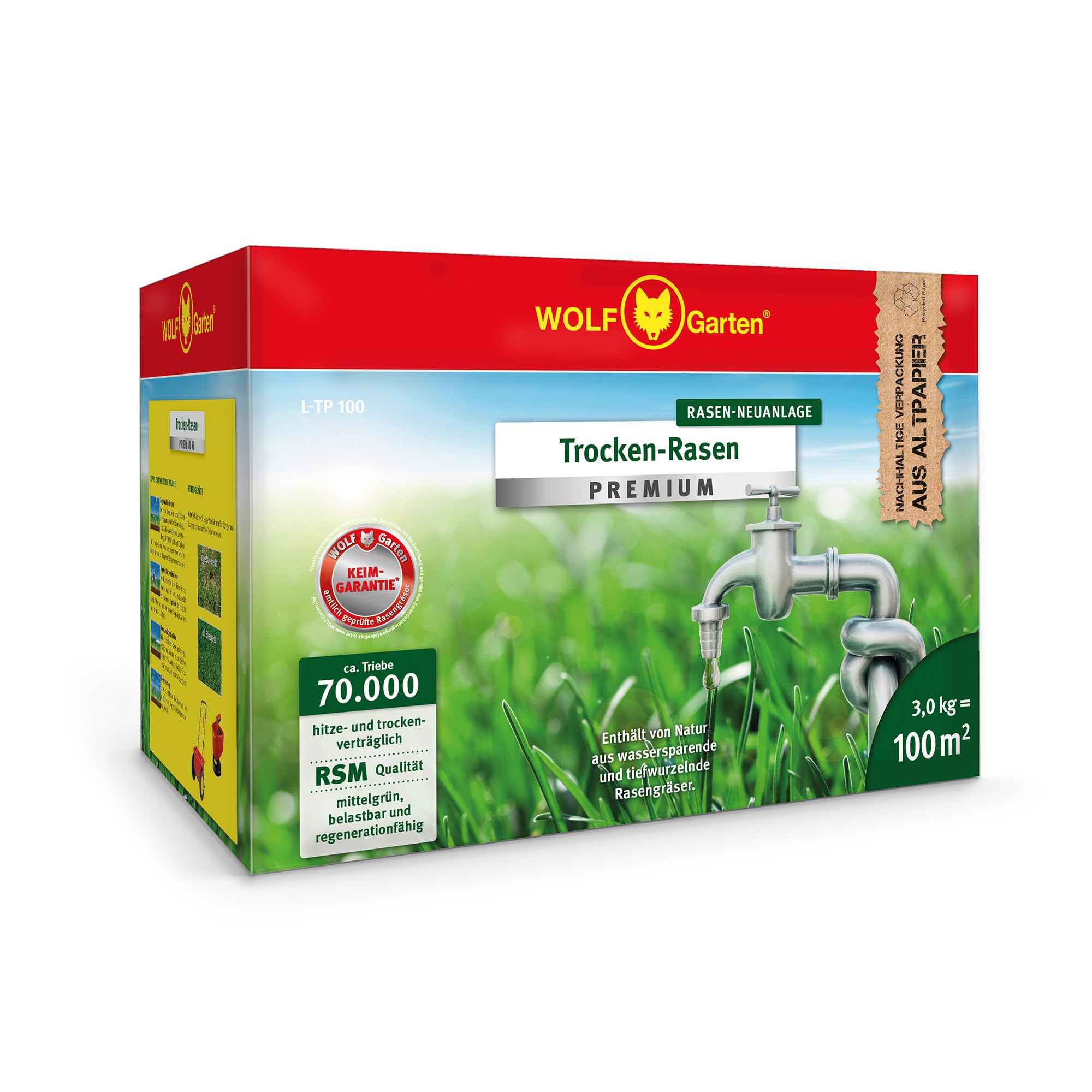 Wolf Garten "L-TP 100 Premium" Lawn Dry Seed, Multi-Colour, 27.5x11x31 cm