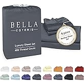 Bella Coterie Luxury Bamboo Viscose Queen Size Sheet Set | 100% Organically Grown | Ultra Soft | Cooling for Hot Sleepers | 18" Deep Pocket [Charcoal Grey]