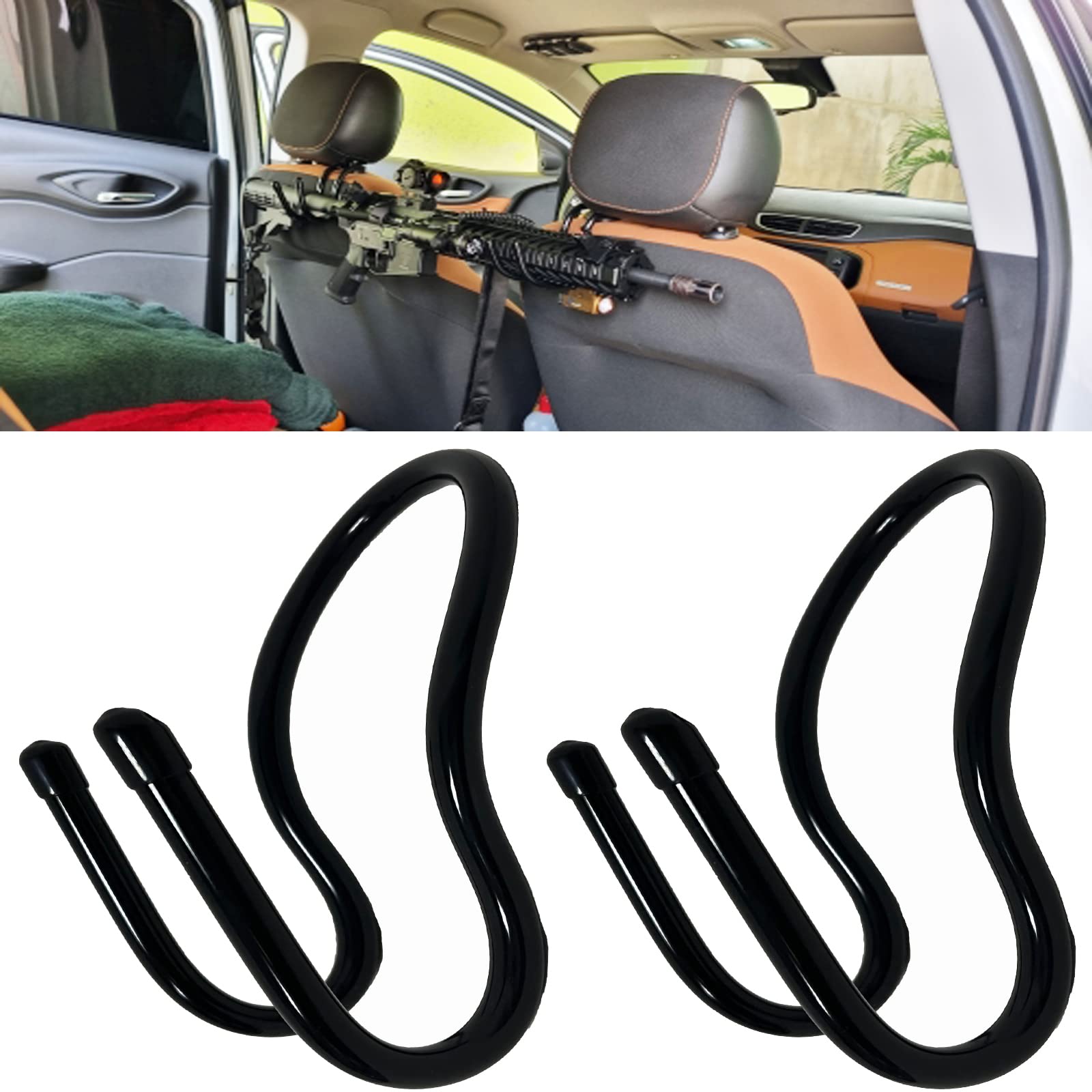 Photo 1 of 2 Pack Seat Back Gun Rack Bow Rack Holder Gun Holder Gun Sling Organizer for Truck, Car to Hold Rifles - No Installation Tools Required, Simple to Install. - No Rifles Included