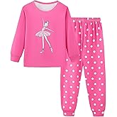 Mikrdoo Girls Pajamas Kids 2 Piece Pjs Set Soft Cozy Long Sleeve Top and Pants Stretchy Girls' Sleepwear Size 4-14 Years
