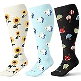 Leocomps Plus Size Compression Socks for Women Men Wide Calf 15-20 mmHg Knee High Extra Large for Nurses Pregnant Travel