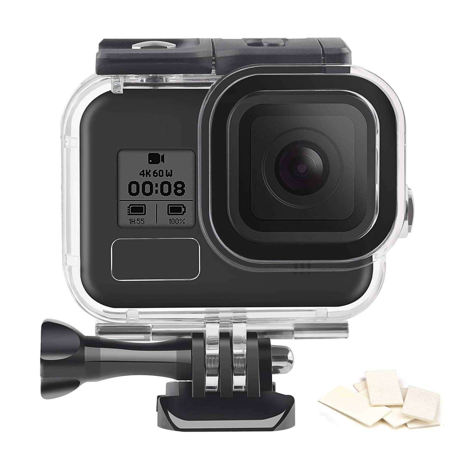 D&F Waterproof Housing Case for GoPro HERO 8 Black, 60M/197ft Dive Shell Box with Anti-Fog Inserts for Underwater Photograph