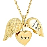 shajwo Cremation Jewelry Angel Wing Heart Urn Necklaces for Ashes Memorial Keepsake Pendant for Women Men