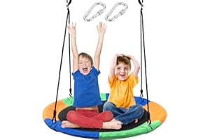 TAKE ME AWAY Saucer Tree Swing Seat for Kids 40 Inch Outdoor Round Tree Swing for Children Heavy Duty Safe Durable Easy Install for Backyard Multicolor