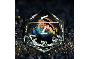 HAOMEJA D&D Dragon Eye Resin Dice Set DND 7 Pcs Resin Sharp Edge Role Playing Dice with Dragon Eye Bag, Polyhedral Dungeons and Dragons Dice D20 D12 D10 D100 D8 D6 D4 (Black & Eye Blue Red)