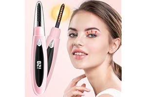 ELESDA Heated Eyelash Curlers, Heated Lash Curler Rechargeable Eyelash Curler Natural 24 Hours Long-Lasting, Electric Eye Lash Curler Heat with 3 Temp Settings Makeup Tool for Girls, Pink