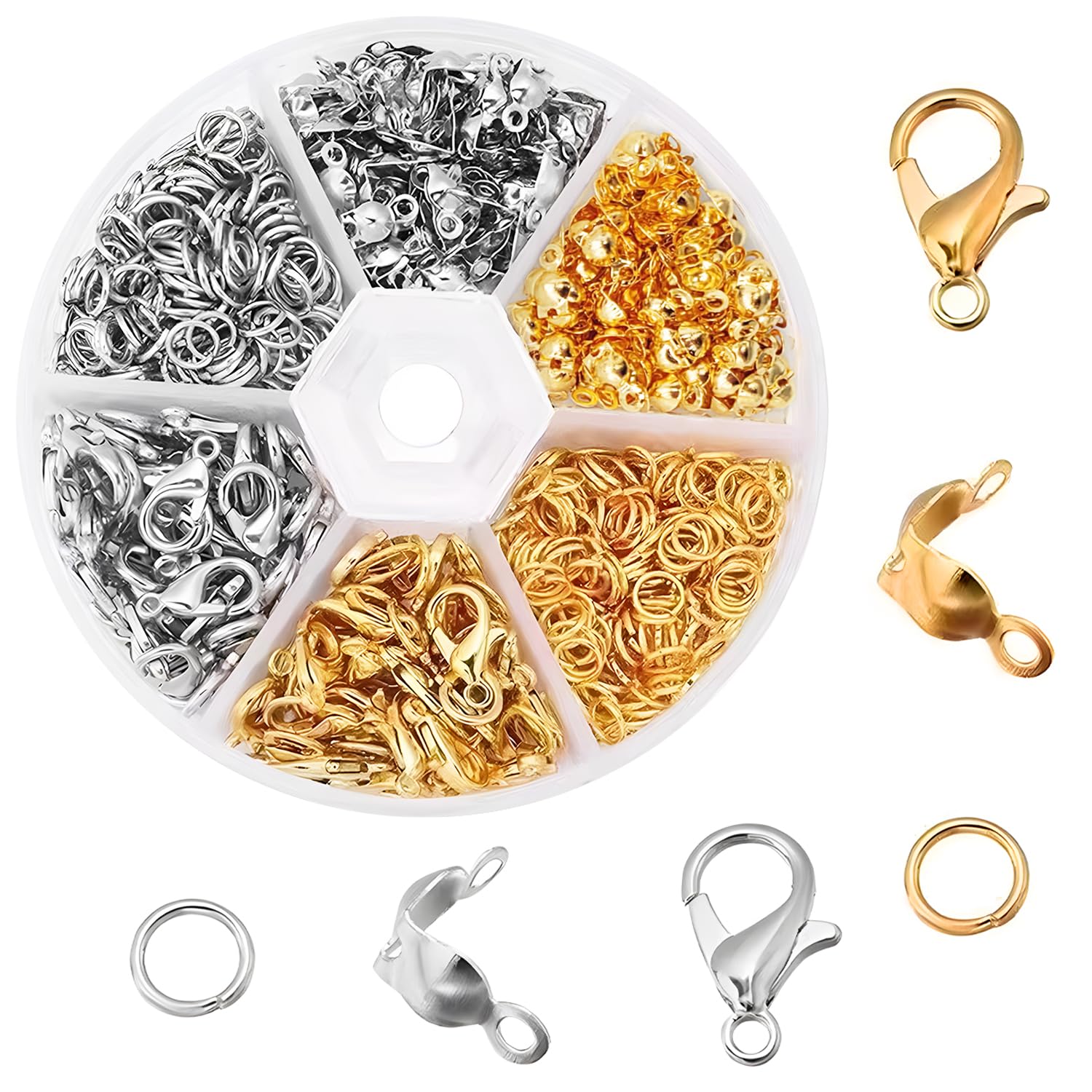 340 Pcs Lobster Clasps Set, Bracelet Clasps for Jewelry Making Bracelet Clasps and Closures with Plastic Box Jump Rings Connectors Necklace Clasps for Necklace Bracelet Making