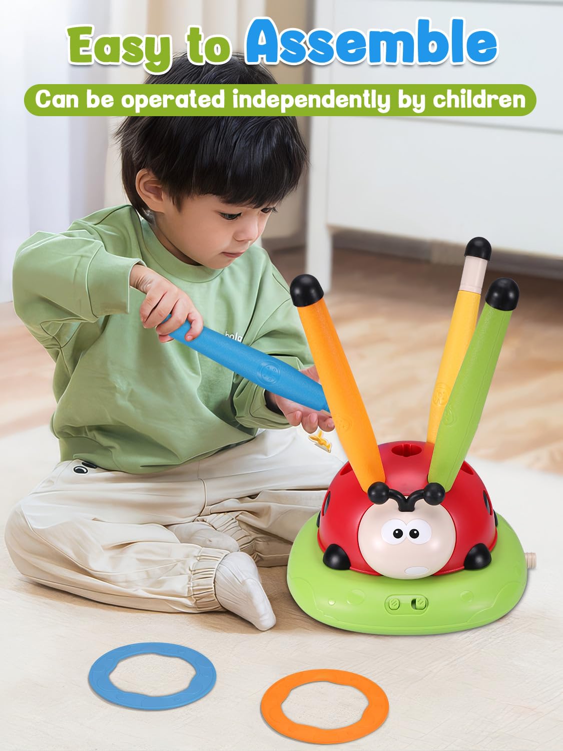Kssvzz 3 in 1 Spiele für Kinder, Raketen Spielzeug, Seilspringmaschine Kinder, Ringwurfspiel für Kinders, Schaumraketen Launcher, Sport & Outdoor-Spielzeug für 3 4 5 6 7 8 9 Jahre 8