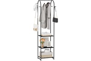 Cerlyunzan Garment Rack, Coat Rack With 3 Shelves and 4 Hooks, 71" H Clothes Stand For Hanging Clothes, Hanging Rod For for Bedroom, Hallway, Entryway, Office, Living Room, Black