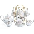 CHENP.HMC Tea Set 22-Piece Porcelain Ceramic Coffee Tea Gift Sets Cups Saucer Service for 6 Teapot Sugar Bowl Creamer Pitcher