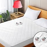 Heated Mattress Pad King Size Quilted Zone Heating Electric Bed Warmer Luxury Comfort Heat Mattress Pad Cover Dual Controller(10 Heat Setting | 1-12 Hours Auto Shut Off | with 8-21 Inch Deep Pocket)