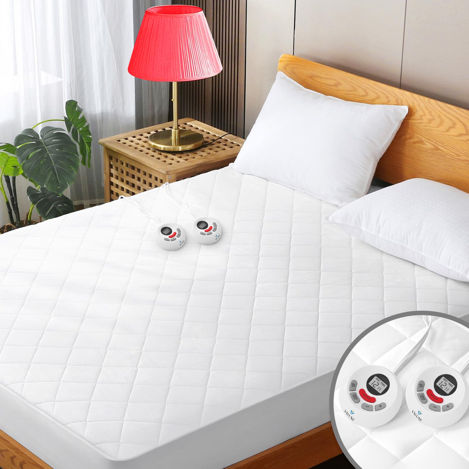 Photo 1 of Heated Mattress Pad King Size Quilted Zone Heating Electric Bed Warmer Luxury Comfort Heat Mattress Pad Cover Dual Controller?10 Heat Setting | 1-12 Hours Auto Shut Off | with 8-21 Inch Deep Pocket?