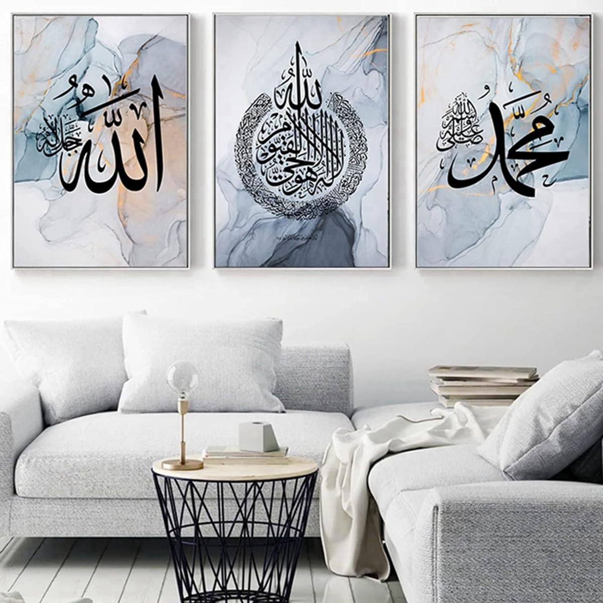 JNAOZI Islamic Pictures,Islamic Arabic Calligraphy Canvas Painting, Allah Islamic Quotes Poster Decoration,Bohemian Mural Abstract Pictures, No Frame (Poster-10,3Pcs-40x60cm)