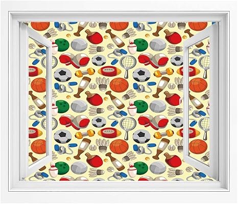 Amazon スポーツ 絵画風 Pvc壁紙ポスター 100x70 Cm 漫画の描画スタイルスポーツ用品ボールボウリングテニスピンポンボクシングサッカー 立体デザイン シール Pvc壁紙 インテリア雑貨 賃貸ok多色 ウォールステッカー オンライン通販