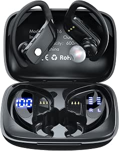 Amazon.com: Caymuller Auriculares inalámbricos Bluetooth 48 horas de  reproducción con pantalla LED, micrófono integrado, estéreo de graves  profundos en el oído, auriculares impermeables para entrenamiento, juegos y  correr : Electrónica
