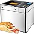 KBS Bread Machine, Automatic 2LB Bread Maker with Nuts Dispenser, LCD Display Touch Control, 3 Crust Colors 17 Menus, 1 Hour Keep Warm 15 Hours Delay Time, Gluten Free Whole Wheat, Stainless Steel