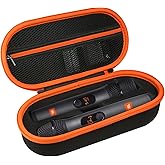 LVKAYCE Wireless Microphone Case Compatible with JBL Wireless 2 Microphone System, Handheld Dual Mic Carrying Case, Travel Bag for Receiver, Batteries and Adapter, Karaoke - Orange (Box Only)