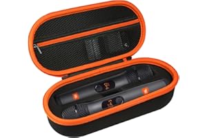LVKAYCE Wireless Microphone Case Compatible with JBL Wireless 2 Microphone System, Handheld Dual Mic Carrying Case, Travel Bag for Receiver, Batteries and Adapter, Karaoke - Orange (Box Only)