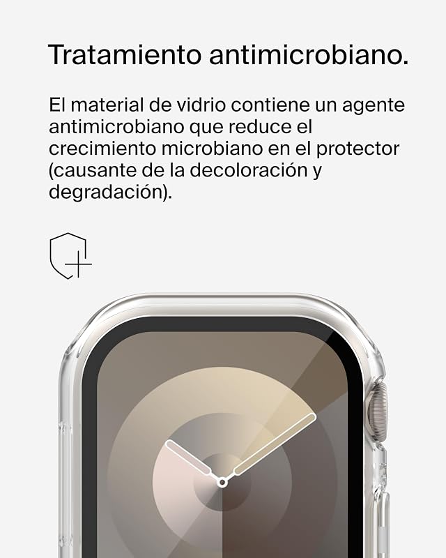 Protetor de ecrã TemperedCurve para Apple Watch Series 8 com cobertura de ponta a ponta e borda elevada - Protetor de vidro temperado, acessórios para Apple Watch - Transparente
