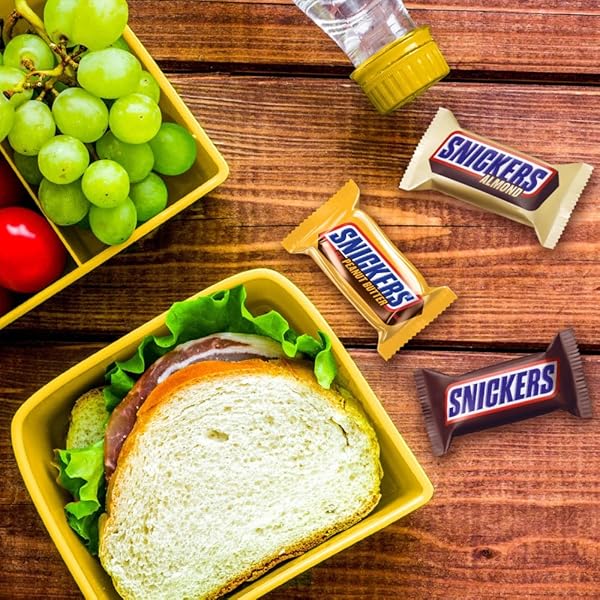 SNICKERS ORIGINAL, PEANUT BUTTER & ALMOND FUN SIZE MILK CHOCOLATE CANDY BARS VARIETY ASSORTMENT, PARTY SIZE