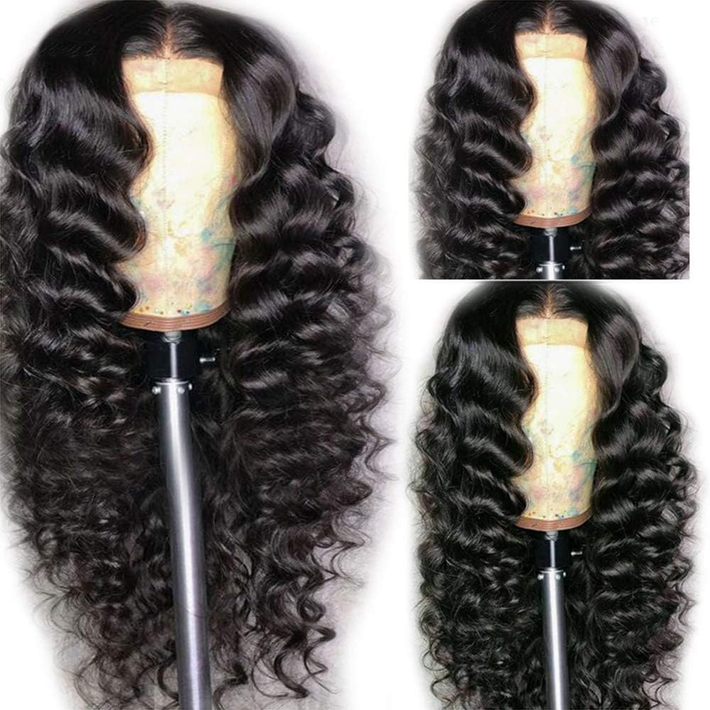 QAZJ Woman Brazilian Wig Body Wave 180% Full Density with Baby Hair Unprocessed Human Hair black 62cm