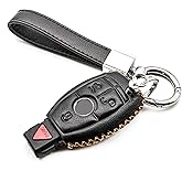 MECHCOS Compatible with Mercedes Benz C E S M CLS CLK G GL Class Smart 3 or 4 Buttons Leather Keyless Entry Remote Control Key Fob Cover Case Protector Accessories, Black