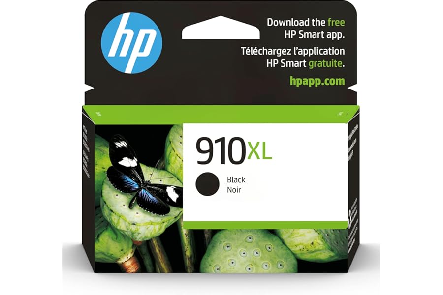 HP 910XL Black High-Yield Ink Cartridge | Works with OfficeJet 8010, 8020 Series, OfficeJet Pro 8020, 8030 Series | Eligible for Instant Ink | 3YL65AN