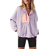 Nirovien Womens Fleece Pullover Long Sleeve Sherpa Jacket Button Down Fuzzy Sweatshirt Warm Outwear with Pockets