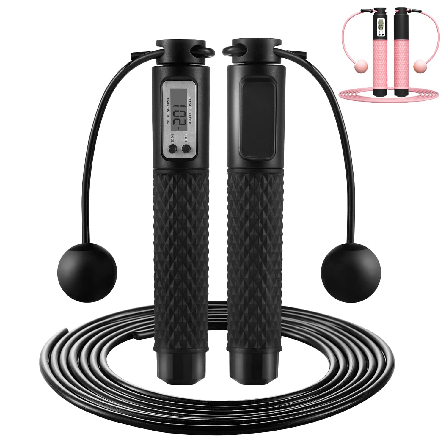 Aniuge Skipping Rope，Skipping Rope with Counter,Digital Speed Jump Rope,Speed jumping rope，For Kids Adults Fitness, Tangle-free Adjustable Rope, Weighted & Non-slip Handle for Fitness