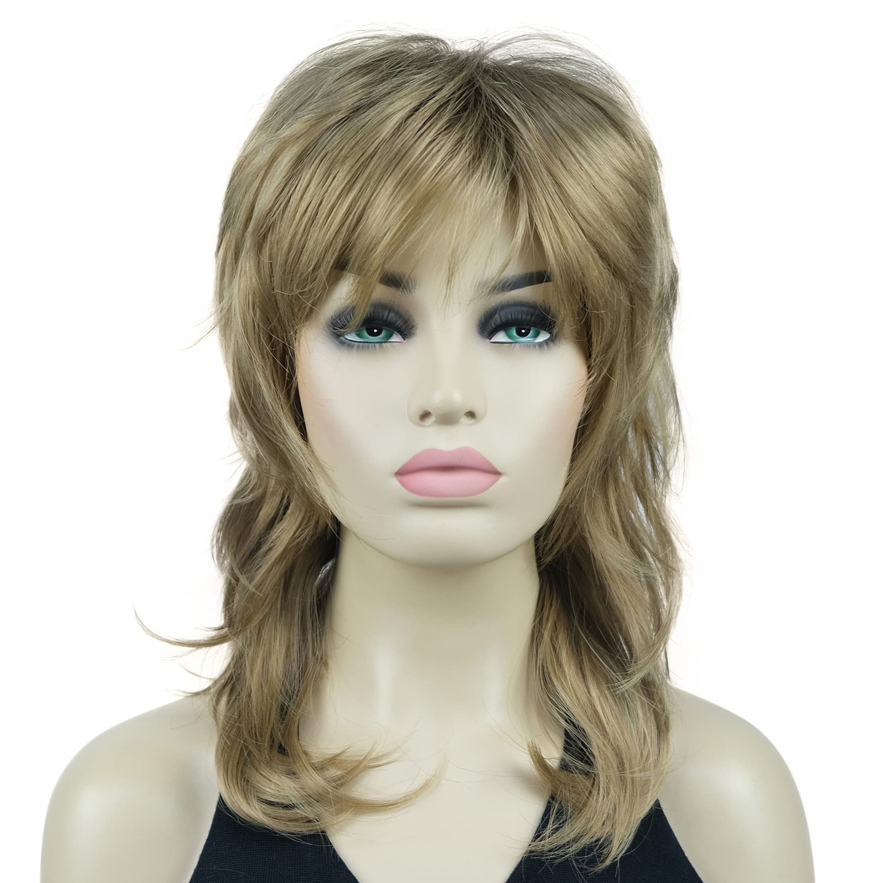 Lydell Long Soft Shaggy Layered Classic Cap Full Synthetic Wigs (15 Golden Reddish Brown)