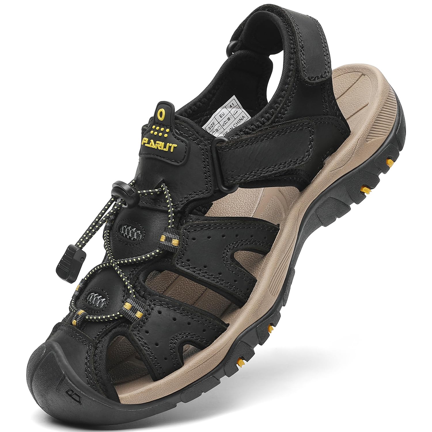 FLARUT Sandalen Herren Outdoorsandalen Sommer Wanderschuhe Trekkingsandalen Leder Strand Wandersandale Laufschuhe Lässige Sneaker Sportsandalen(schwarz,43)