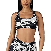 PSD Underwear Womens Sports Bra - Licensed Prints Medium Support Sports Bras for Women, Womens Racerback Sports Bras