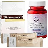 Relumins Premium Collagen Blend Vanilla Flavor 10 Sachets and Gluta 1000 Vegetarian Capsule Skin Support - Bundle