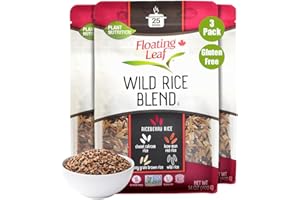3 Packs x 14 ounces Wild Rice Blend, Vegan Rice with Nutty Aroma, Flavorful Mix of Riceberry, Red, Medium Grain & Long Grain Brown Rice, Protein & Fiber-Rich, Gluten-Free - Floating Leaf