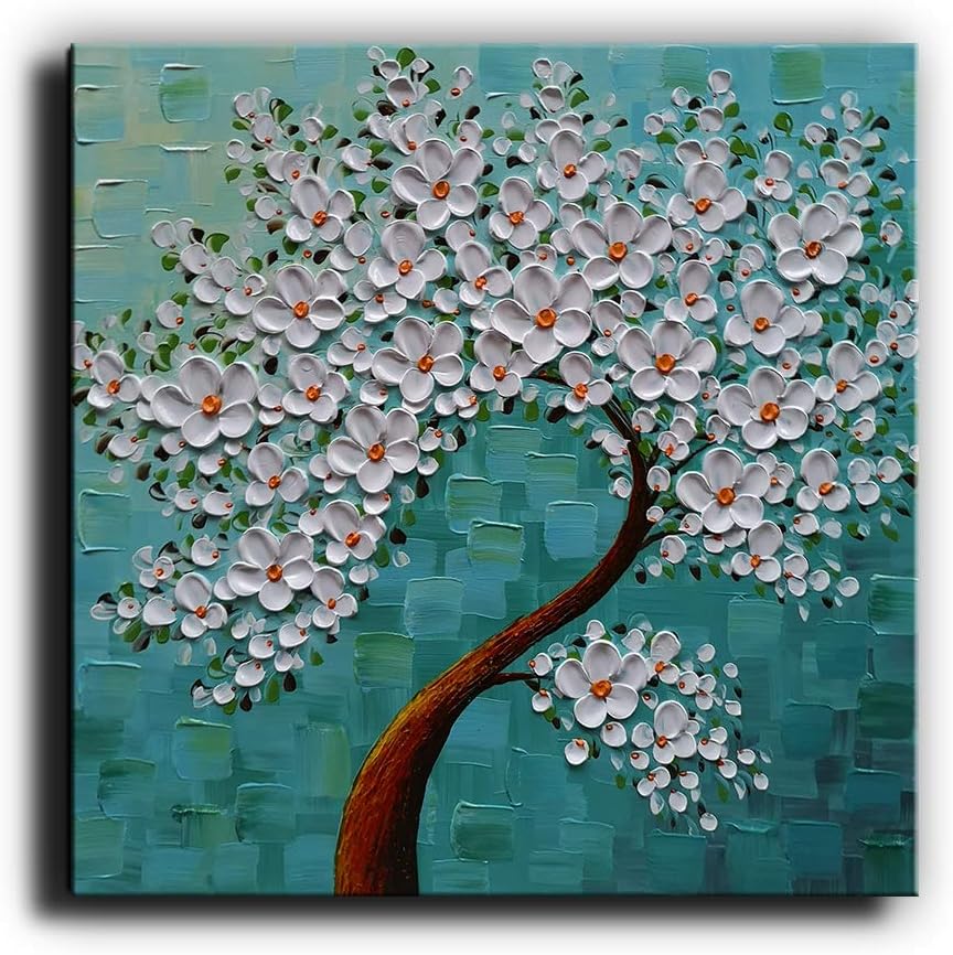 baccow Hand-Painted 3D Oil Painting on Canvas Flower Texture Modern Abstract Paintings Wall Art Work Pictures …